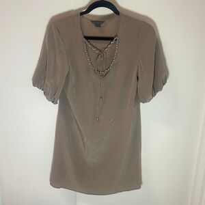 Armani Exchange bubble sleeve taupe dress